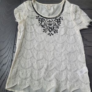 Lucky brand beated lace top blouse Size extra small xs